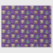 Papier Cadeau Vitrail violet Motif lapin de Pâques (Plat)