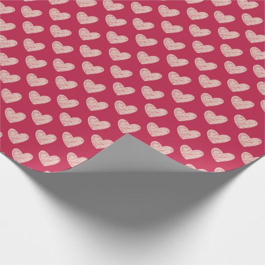Papier Cadeau Viva Magenta Scribbled Valentine's Day Hearts (Coin)