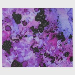 Papier Cadeau Vivid brillant noir et pourpre éclaboussure d'encr