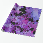Papier Cadeau Vivid brillant noir et pourpre éclaboussure d'encr (Déroulé)