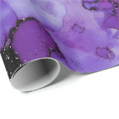 Papier Cadeau Vivid brillant noir et pourpre éclaboussure d'encr (Coin rond)