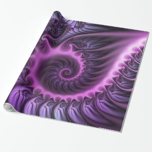 Papier Cadeau Vivid Cool Abstrait rose violet Fractal Art Spiral