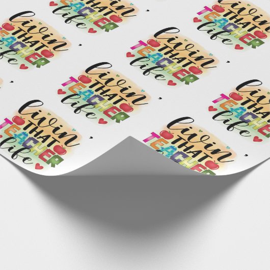 Papier Cadeau Vivre Cette Vie D'Enseignant - Cadeau Pour Enseign (Coin)