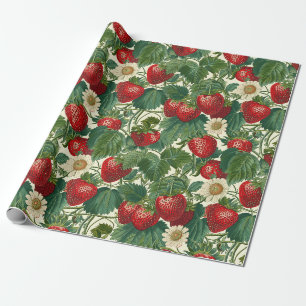 Papier Cadeau Vivre Cottagecore Luxueux : Fraise Délicieuse