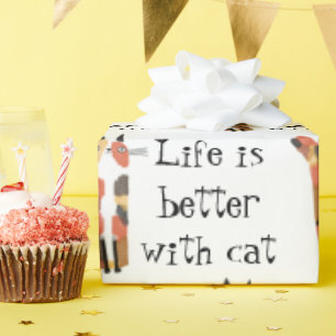 Papier Cadeau Vivre mieux avec le chat