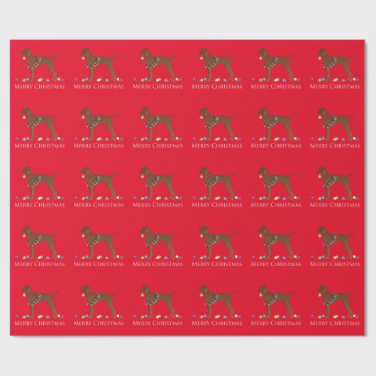 Papier Cadeau Vizsla Chien Joyeux Noël Design (Plat)