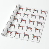 Papier Cadeau Vizsla Chien Motif géométrique Silhouette Plaid (Déroulé)