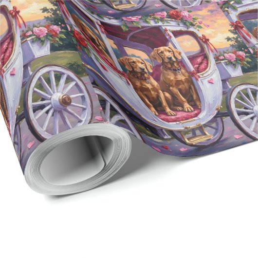 Papier Cadeau Vizsla Dog Valentine's Day (Coin rond)