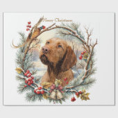 Papier Cadeau Vizsla Noël  (Plat)