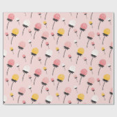 Papier Cadeau Voeux floraux roses (Plat)