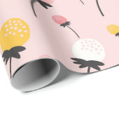 Papier Cadeau Voeux floraux roses (Coin rond)