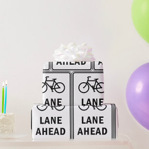 Papier Cadeau Voie cyclable à l'avant Symbole Cyclisme Sécurité