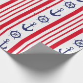 Papier Cadeau Voile nautique Rouge Blanc Bleu Bleu Ancre de bate (Coin)