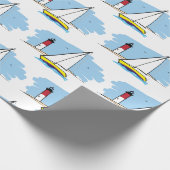 Papier Cadeau Voilier et phare de Bande-Style (Coin)