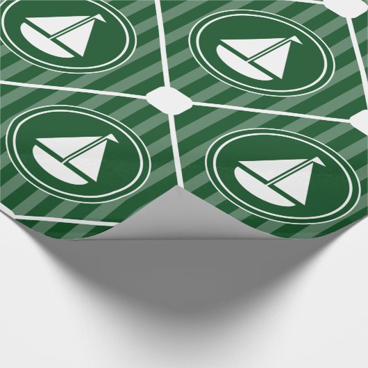 Papier Cadeau Voilier nautique vert-foncé (Coin)
