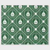 Papier Cadeau Voilier nautique vert-foncé (Plat)
