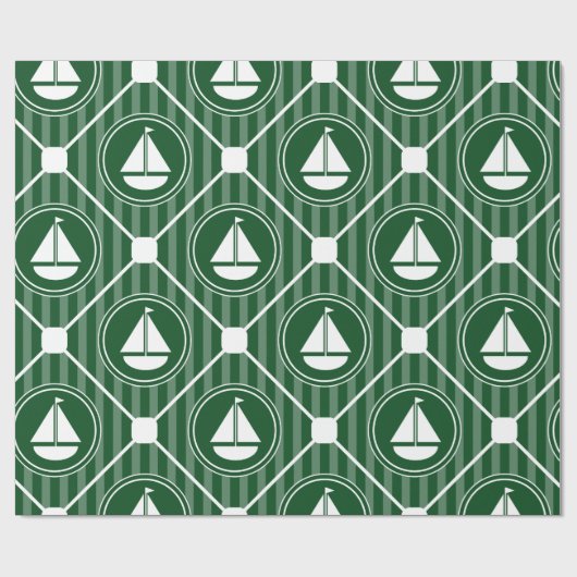 Papier Cadeau Voilier nautique vert-foncé (Plat)