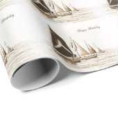 Papier Cadeau voiliers (Coin rond)