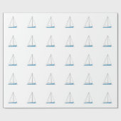 Papier Cadeau Voiliers bleus de sloop (Plat)
