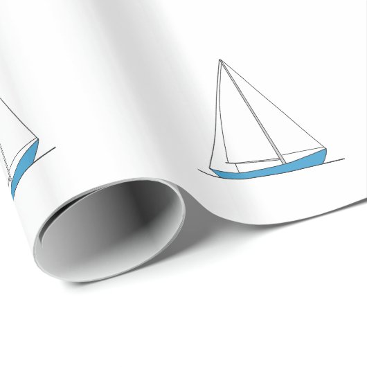 Papier Cadeau Voiliers bleus de sloop (Coin rond)