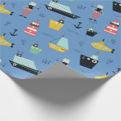 Papier Cadeau voiliers nautiques phare voilier marin (Coin)