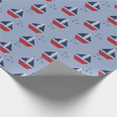 Papier Cadeau Voiliers nautiques sur le bleu (Coin)