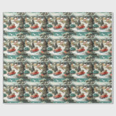 Papier Cadeau Voisins de Noël Voitures Maisons MCM (Plat)