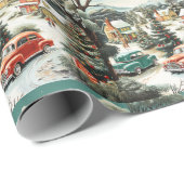 Papier Cadeau Voisins de Noël Voitures Maisons MCM (Coin rond)