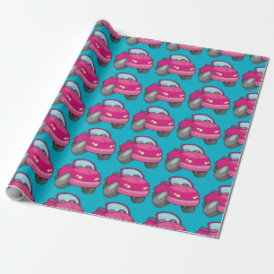 Papier Cadeau Voiture Carton Rose