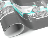 Papier Cadeau Voiture classique bleu vif à chevy impala 1958 (Coin rond)