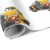 Papier Cadeau Voiture Classique Cool Moderne (Coin rond)