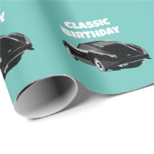 Papier Cadeau Voiture classique vintage Anniversaire (Coin rond)