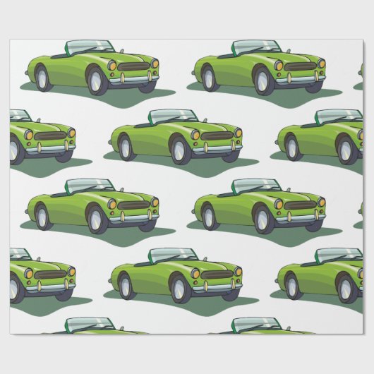 Papier Cadeau Voiture convertible verte (Plat)