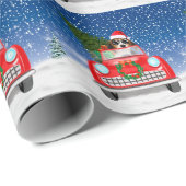 Papier Cadeau Voiture De Conduite De Chien beagle En Noël De Nei (Coin rond)