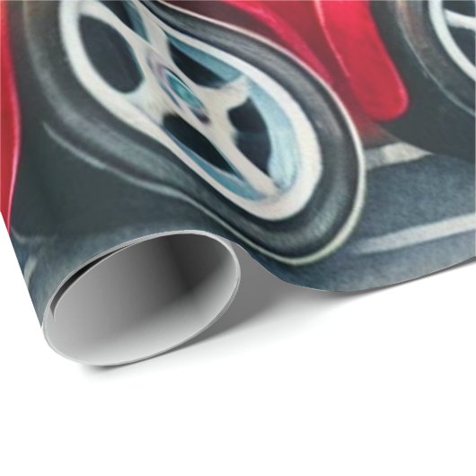 Papier Cadeau Voiture de course 1er anniversaire Garçon Aquarell (Coin rond)