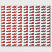 Papier Cadeau Voiture de course rouge (Plat)