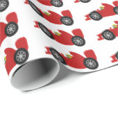 Papier Cadeau Voiture de course rouge (Coin rond)