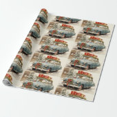 Papier Cadeau Voiture de Noël Vintage avec présentants (Déroulé)