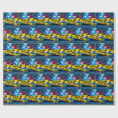 Papier Cadeau Voiture De Police Avec Bande Jaune (Plat)