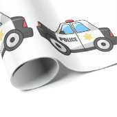 Papier Cadeau Voiture de police fraîche de bande dessinée (Coin rond)