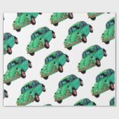 Papier Cadeau Voiture hippie verte Mandala papier enveloppant (Plat)
