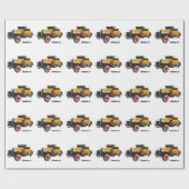 Papier Cadeau Voiture jaune classique 1931 (Plat)