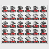 Papier Cadeau Voiture Red Race avec drapeau À damiers (Plat)