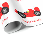 Papier Cadeau Voiture Red Racing Anniversaire présent (Coin rond)