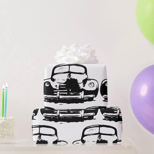 Papier Cadeau Voiture Retro
