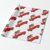Papier Cadeau Voiture rouge avec cadeaux de Noël (Déroulé)