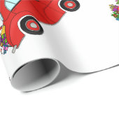 Papier Cadeau Voiture rouge avec cadeaux de Noël (Coin rond)
