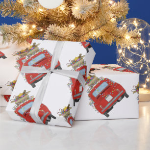 Papier Cadeau Voiture rouge avec cadeaux de Noël Papier à envelo