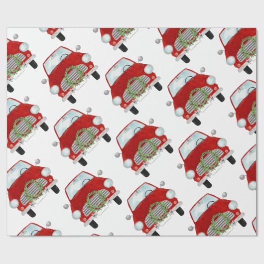 Papier Cadeau Voiture rouge avec papier enveloppant de couronne (Plat)