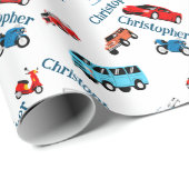 Papier Cadeau Voiture Véhicules Collage Fun Race (Coin rond)